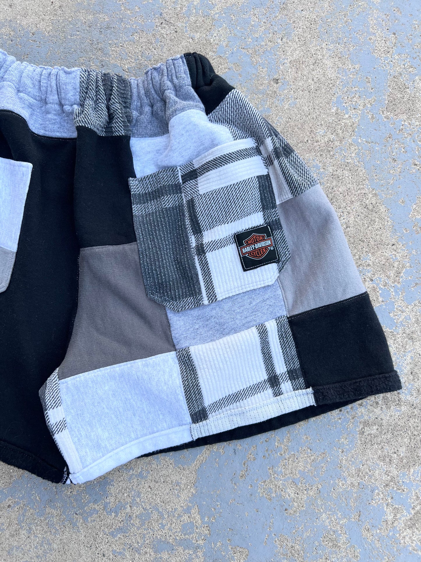 Reworked Harley Patchwork Shorts