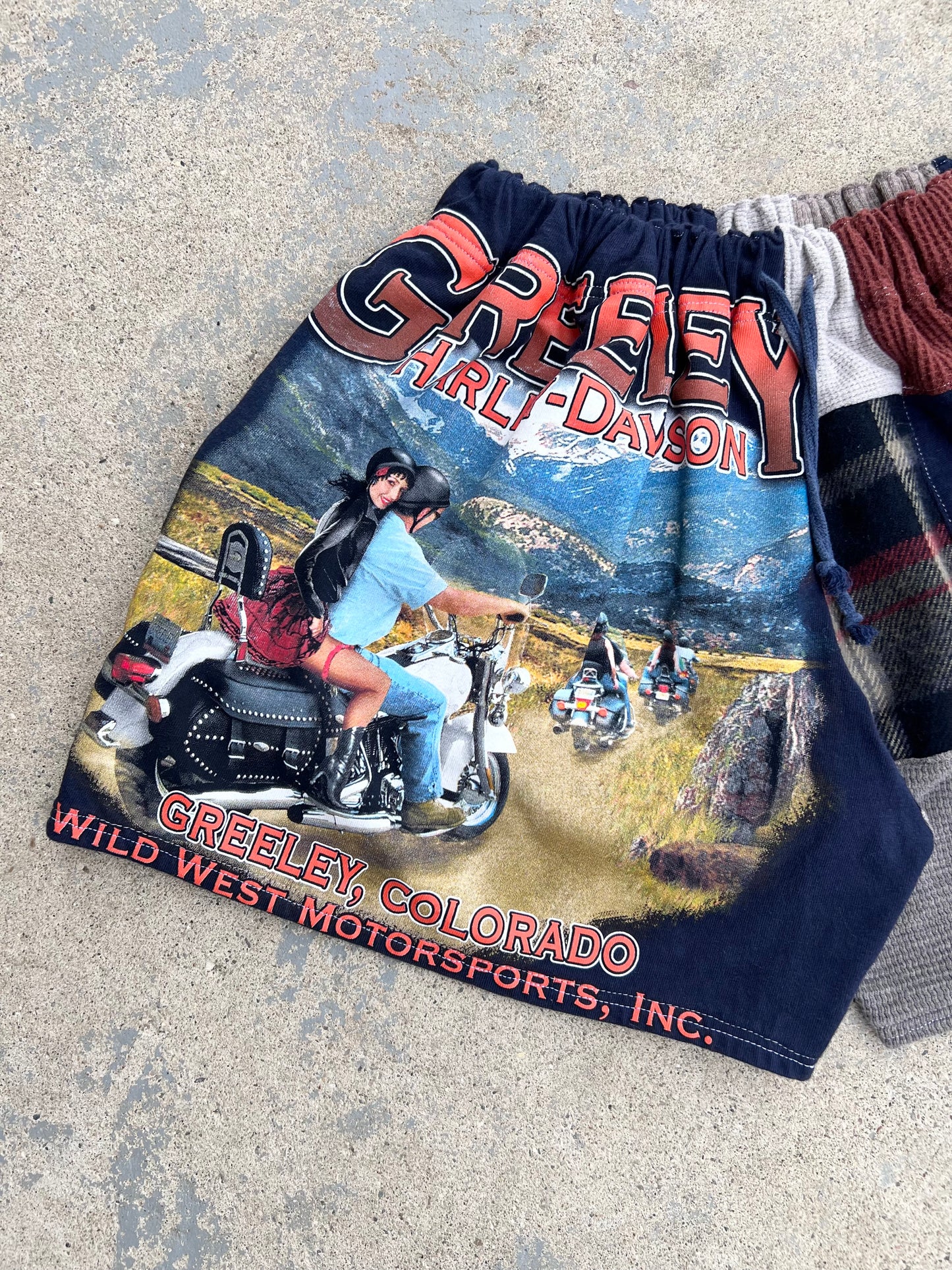 Reworked Harley Patchwork Shorts