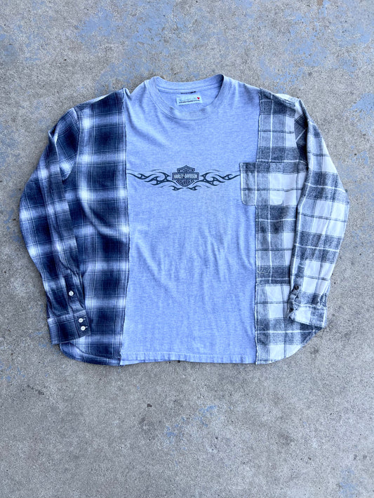 Two Tone Plaid Harley Pull Over Shirt