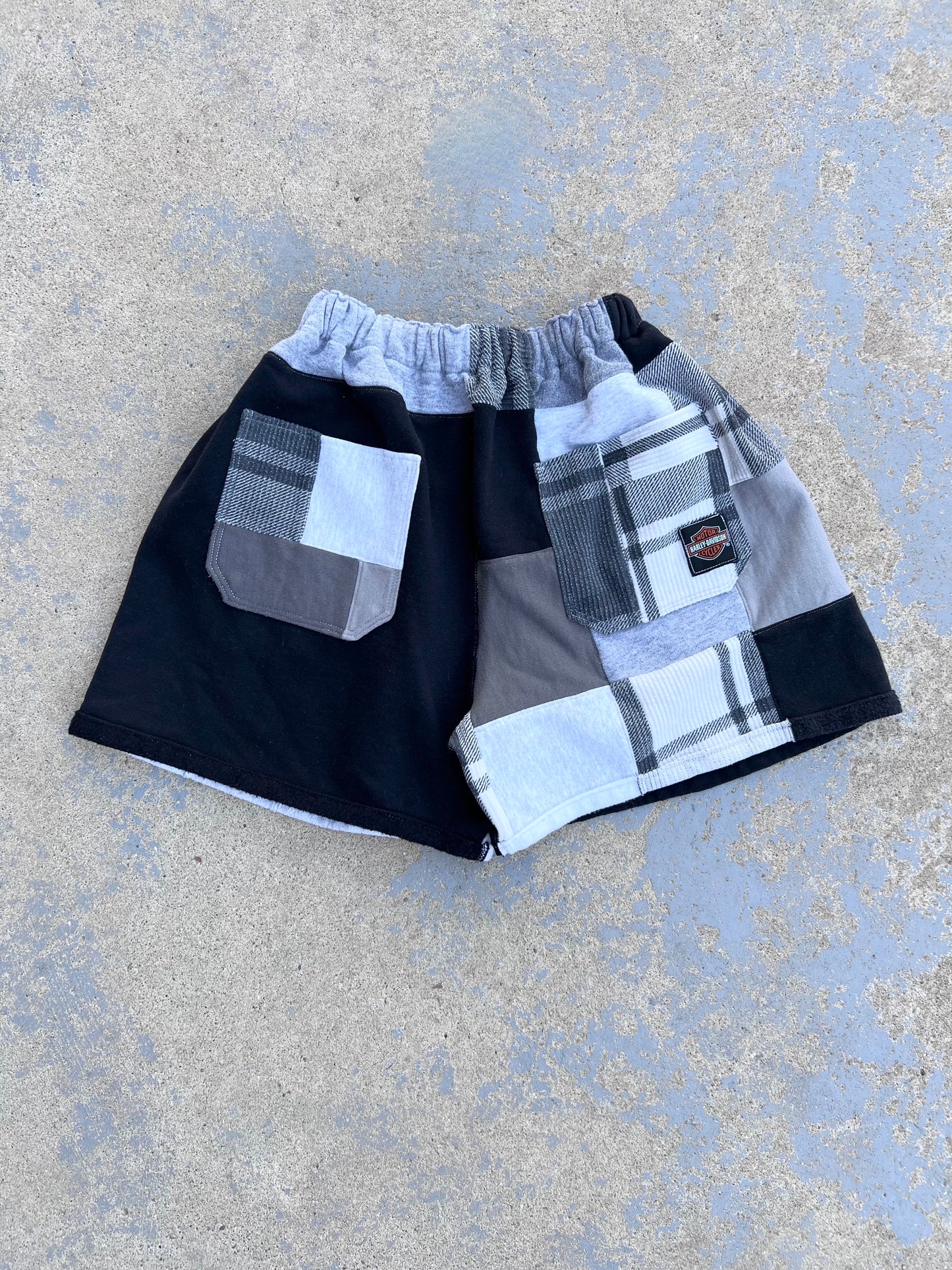 Reworked Harley Patchwork Shorts
