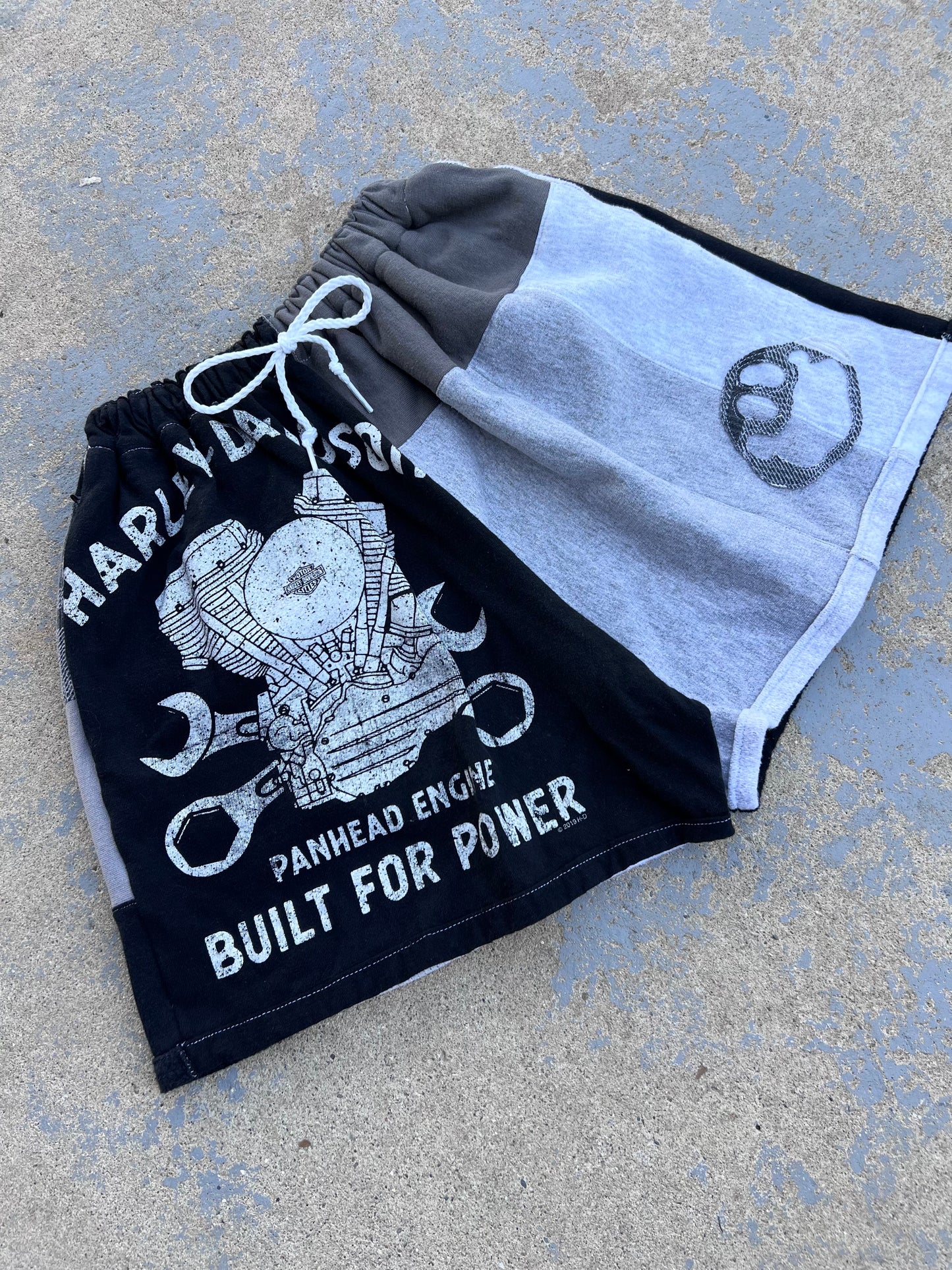 Reworked Harley Patchwork Shorts