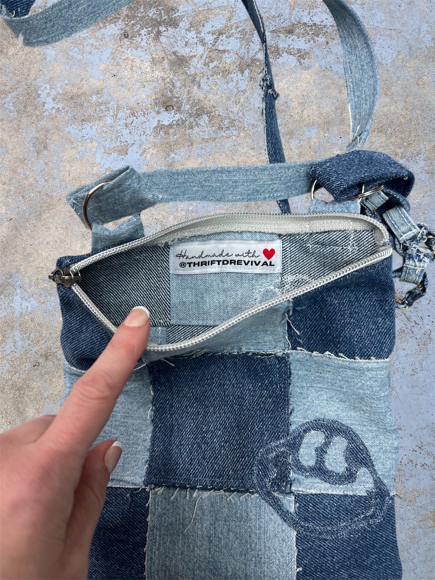 Happy Daze Denim Checkered Bag (blue)