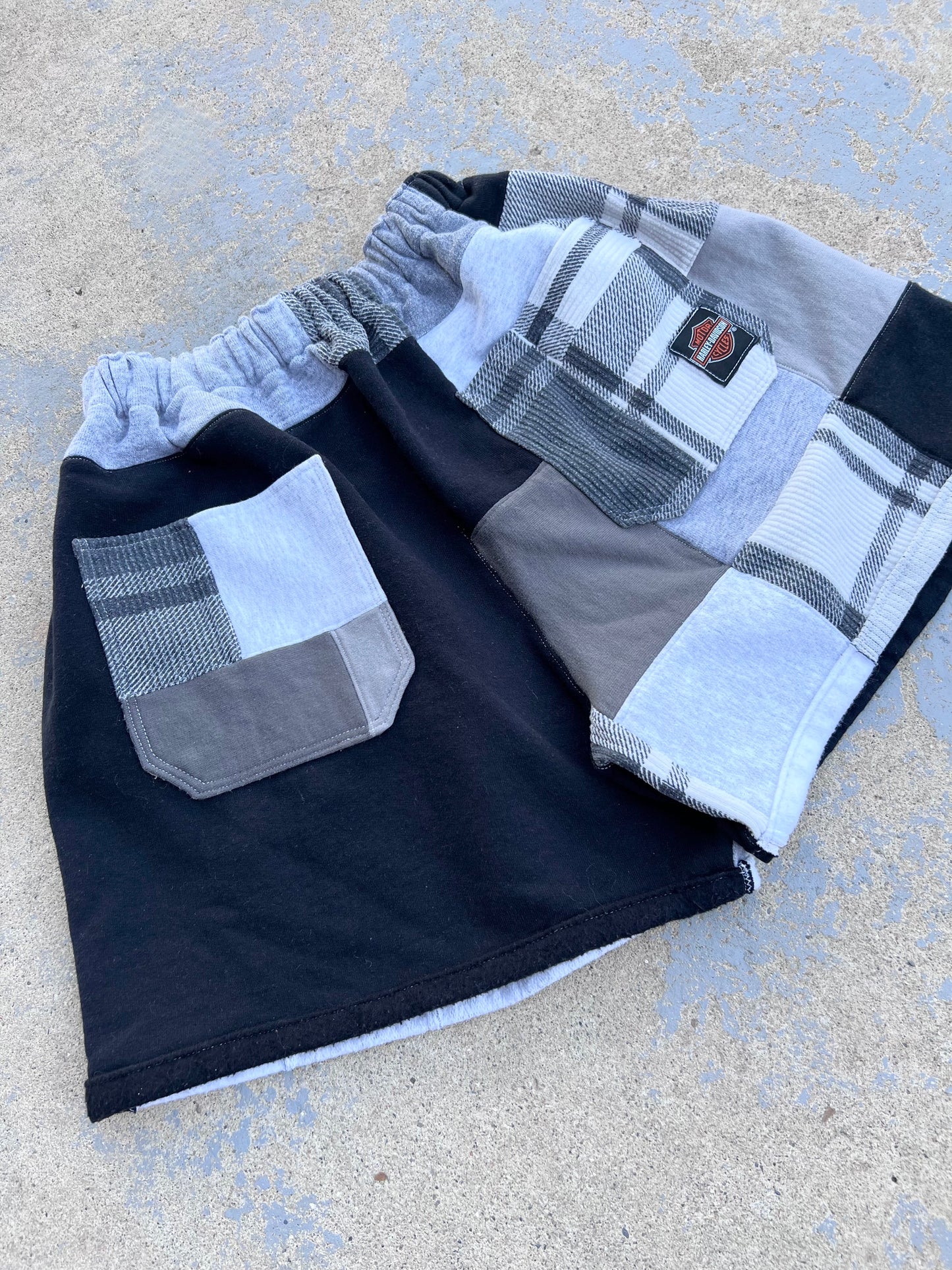 Reworked Harley Patchwork Shorts