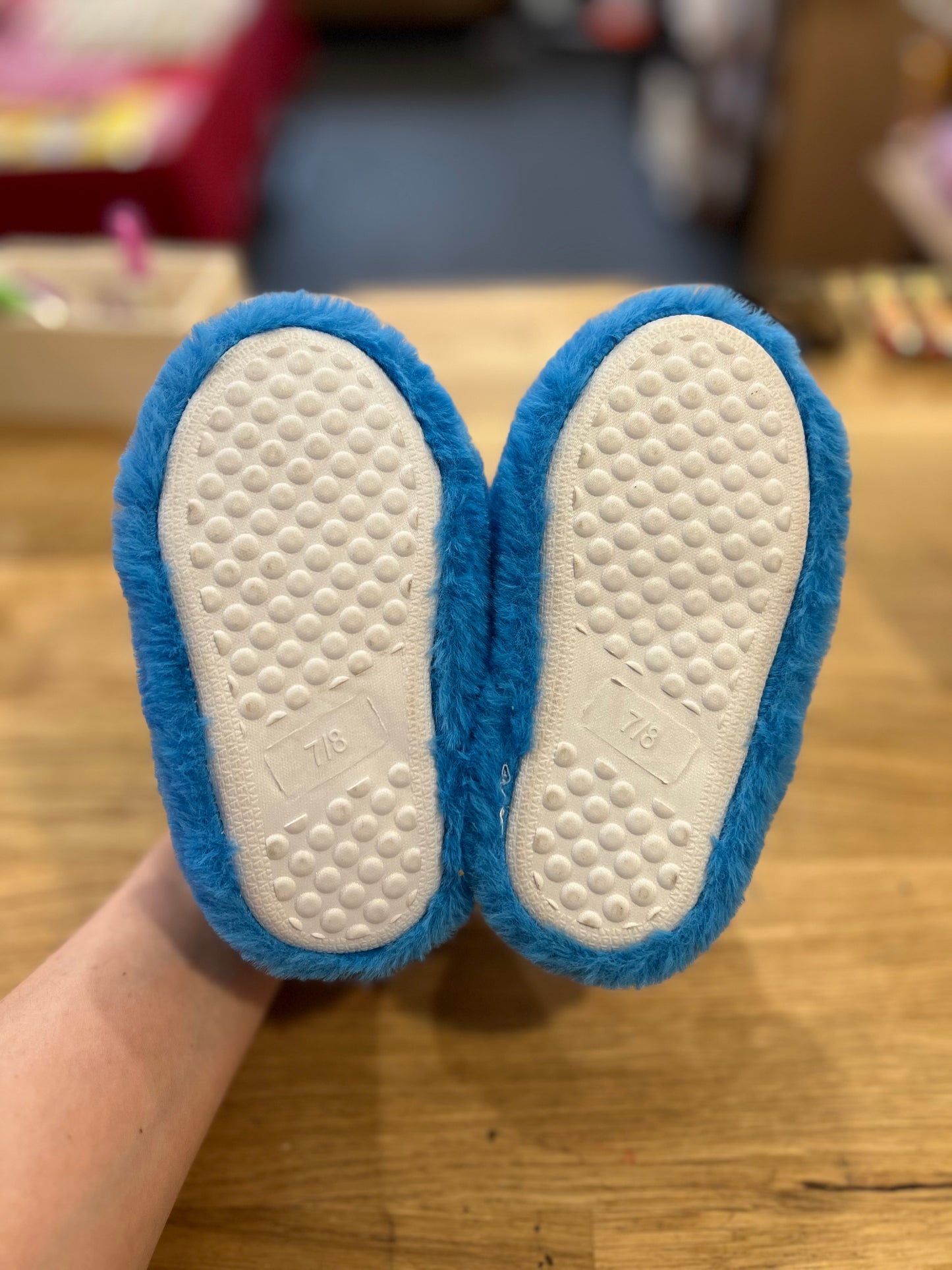 Fuzzy Blue Monster Slippers (YOUTH)
