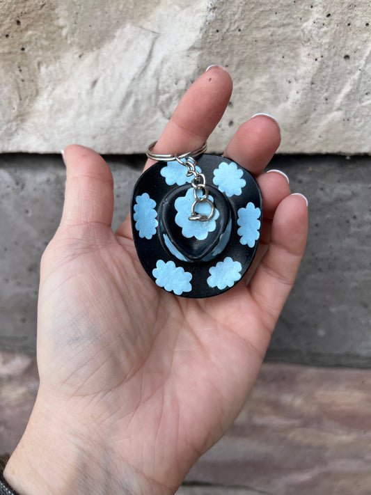 Baby Blue Cloud Inspired Cowboy Discoball Keychain