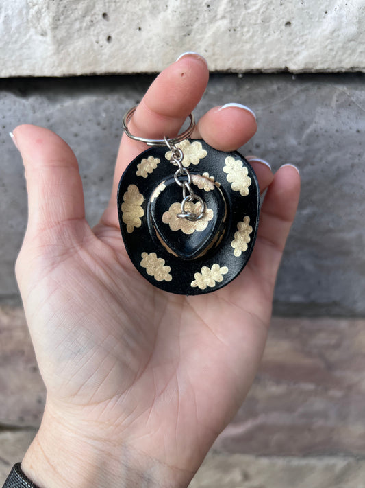 Black + Gold Cloud Inspired Cowboy Discoball Keychain