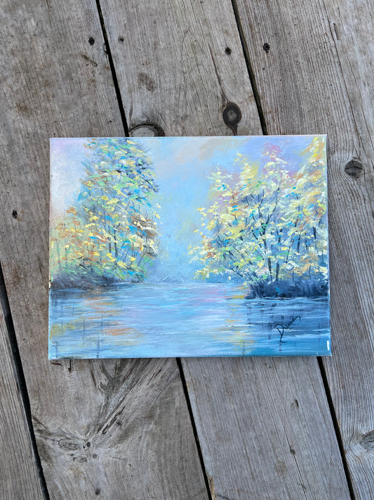 1:1 Hand Painted Lake Nature Scene