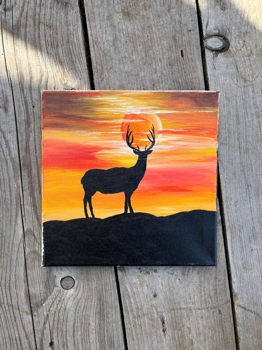 1:1 Hand Painted Deer + Nature Scene