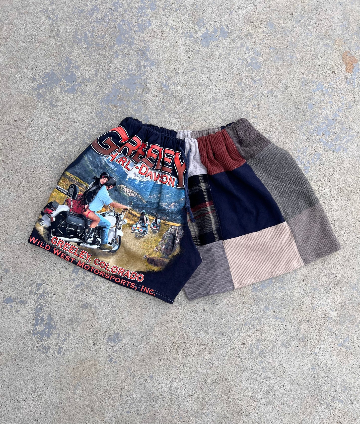 Reworked Harley Patchwork Shorts