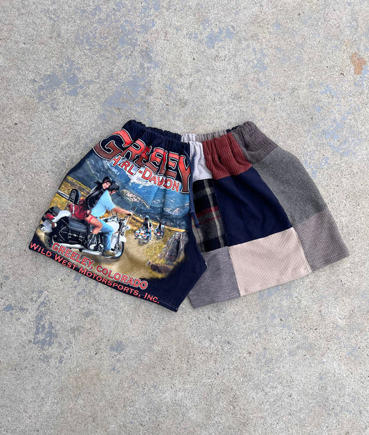 Reworked Harley Patchwork Shorts