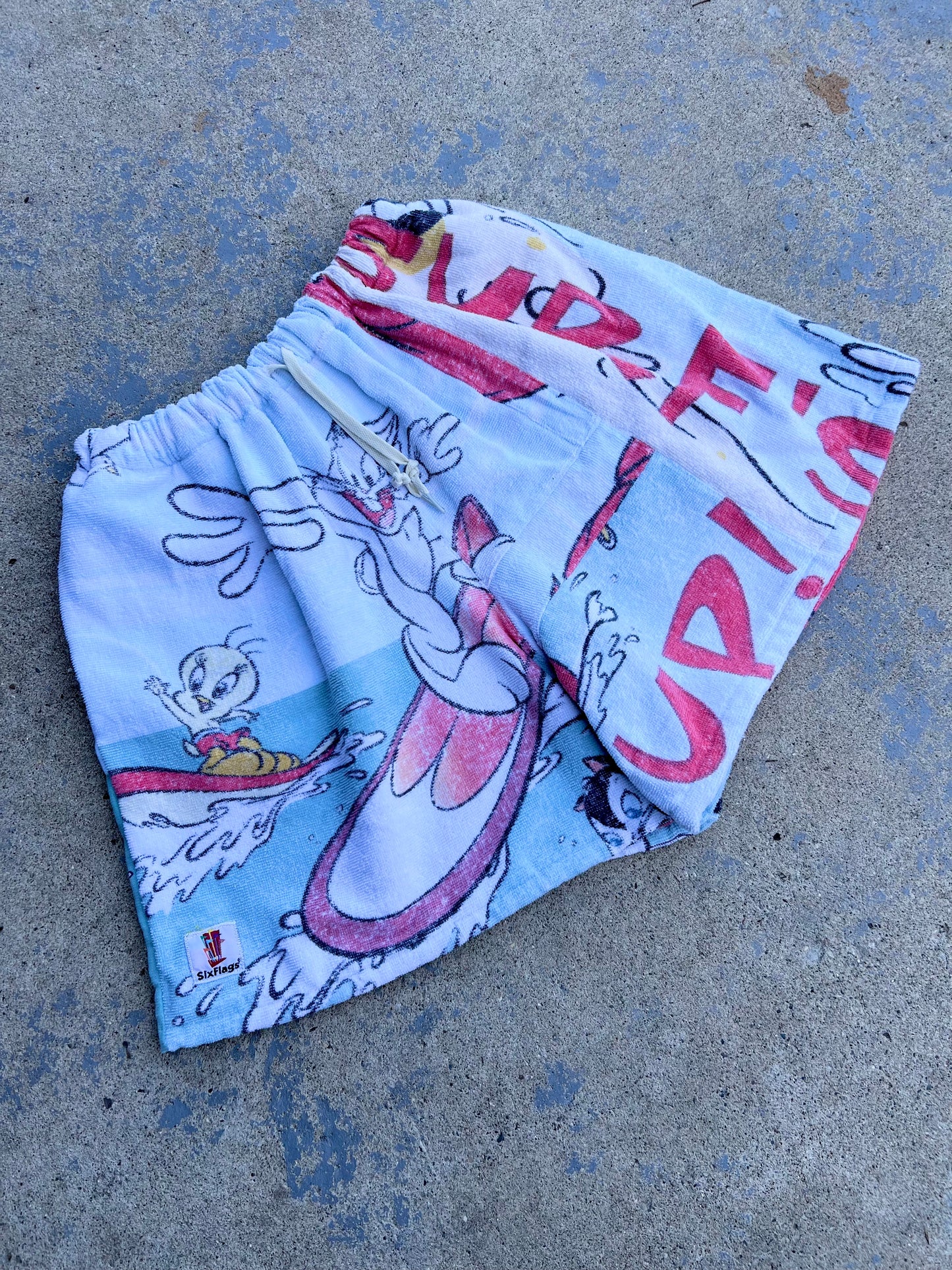 Vintage Six Flags Looney Tunes Towel Shorts
