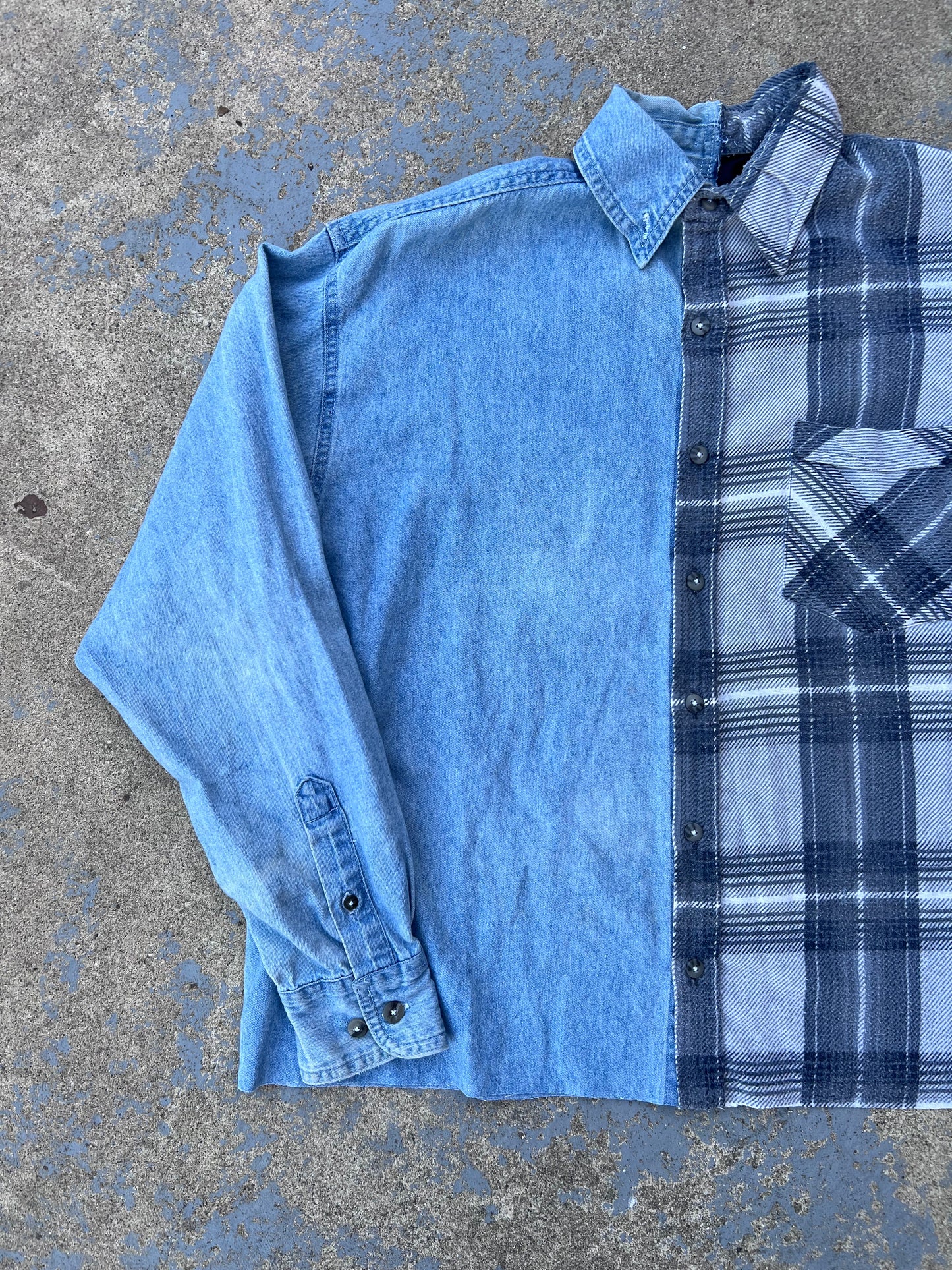 Two Tone Flannel + Denim Button Up