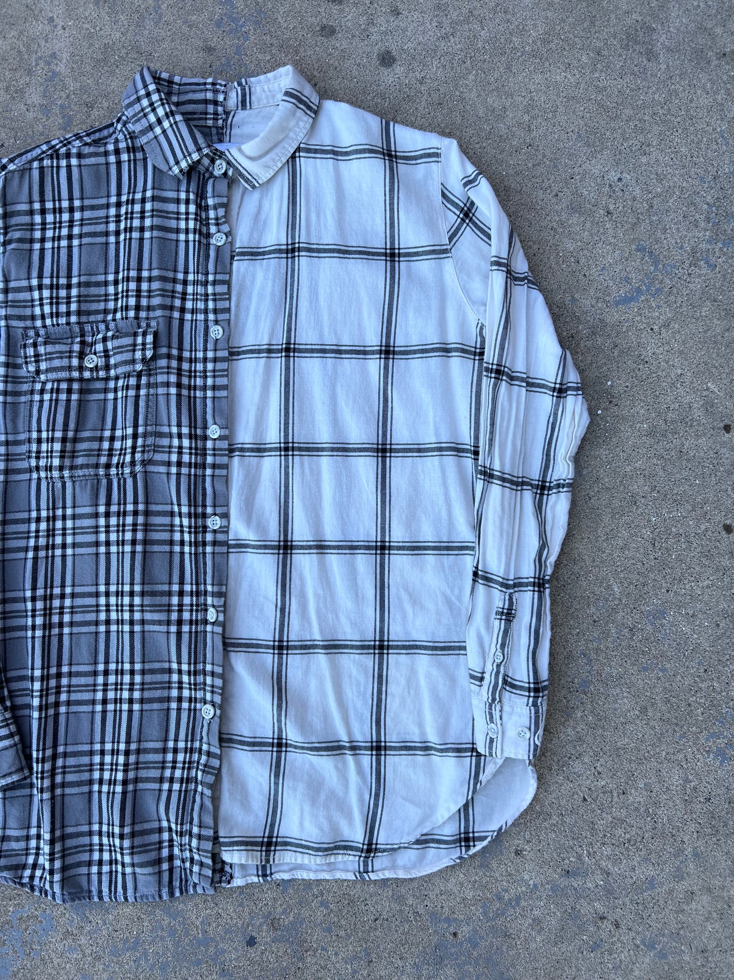 Grey/White Two Tone Half & Half Flannel