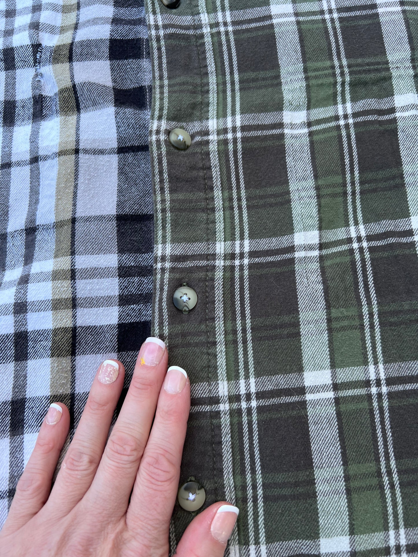 Two Tone Green Plaid Half & Half Flannel