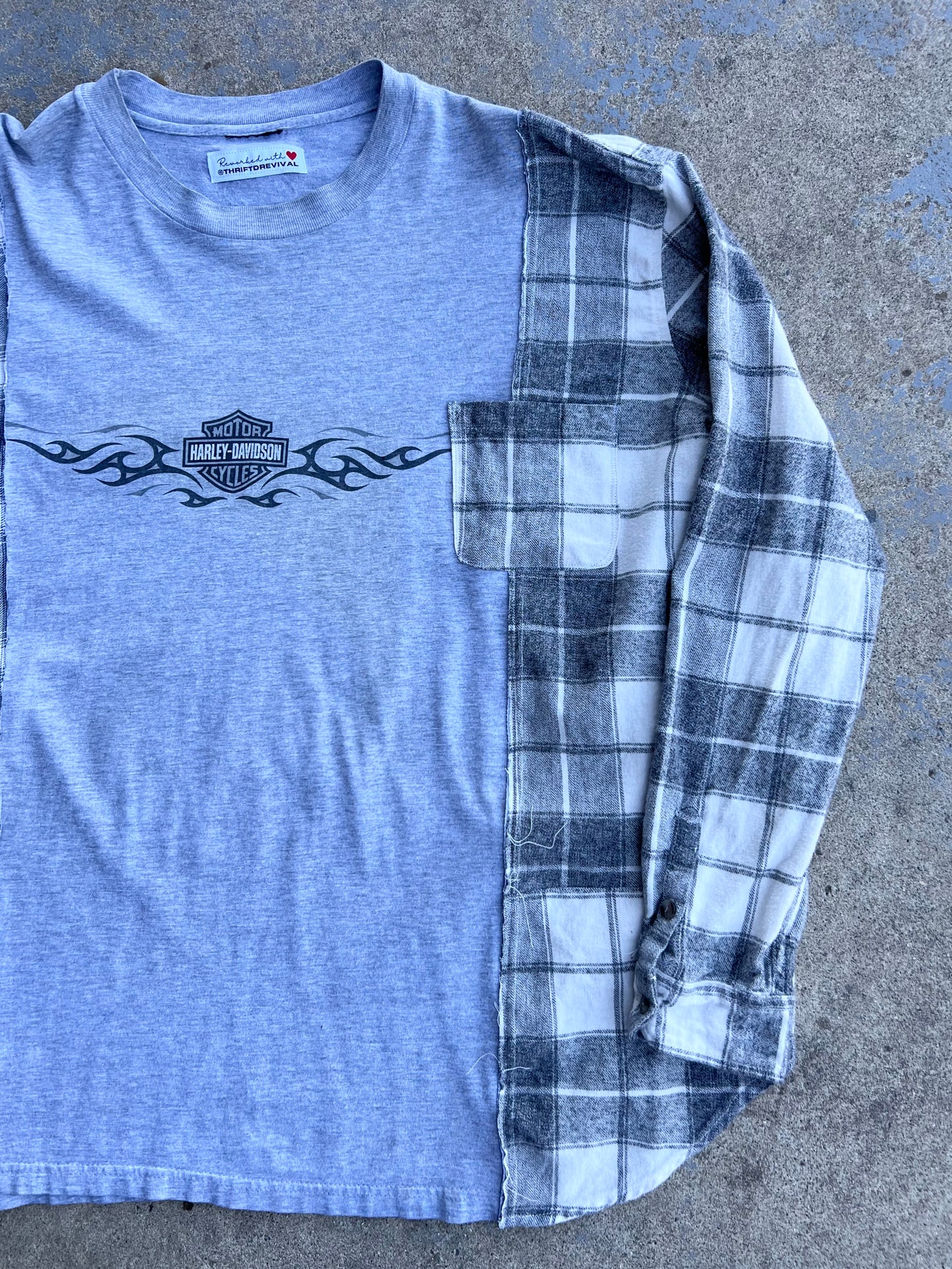 Two Tone Plaid Harley Pull Over Shirt