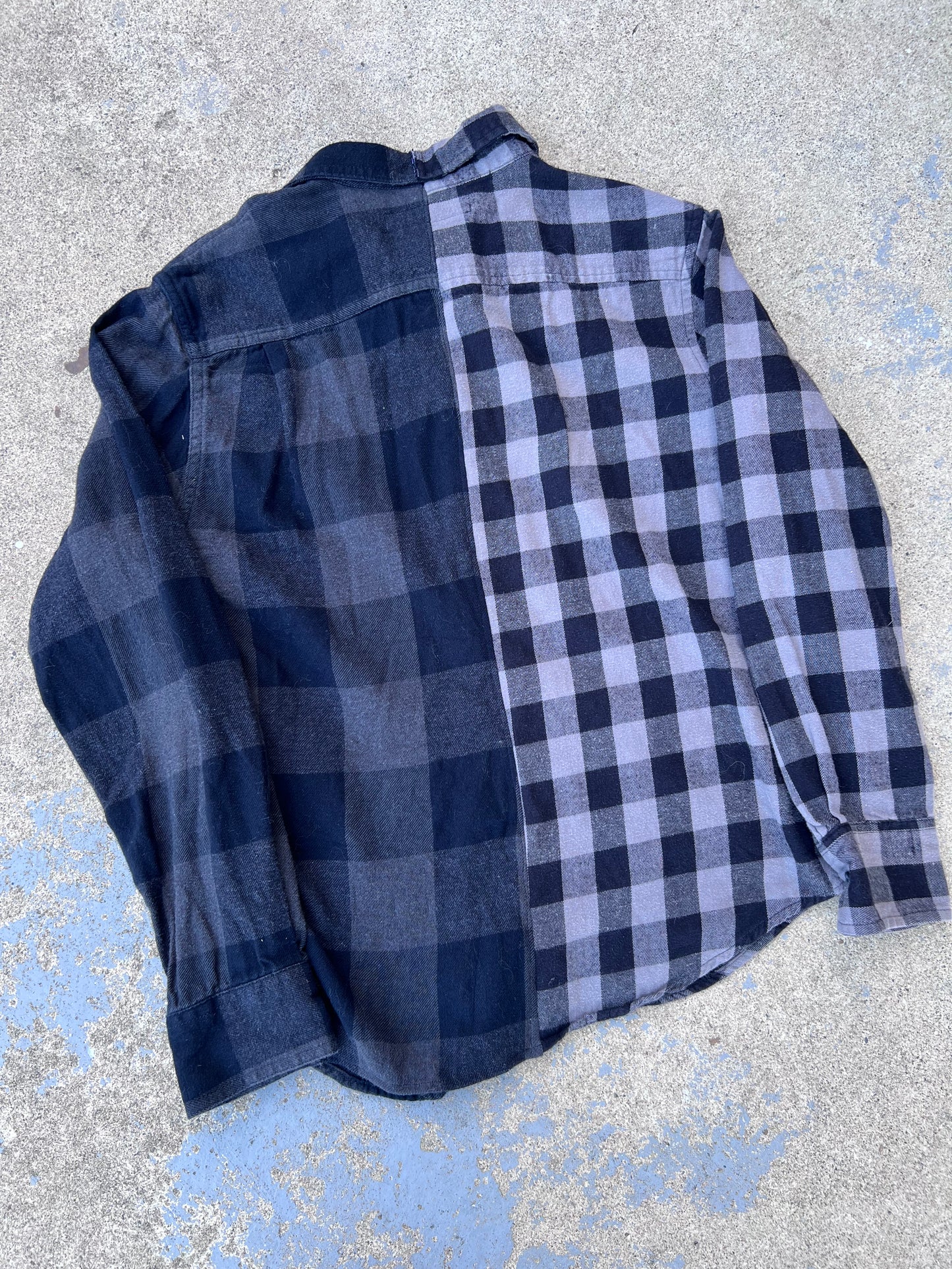 Black/Grey Checkered Two Tone Half & Half Flannel