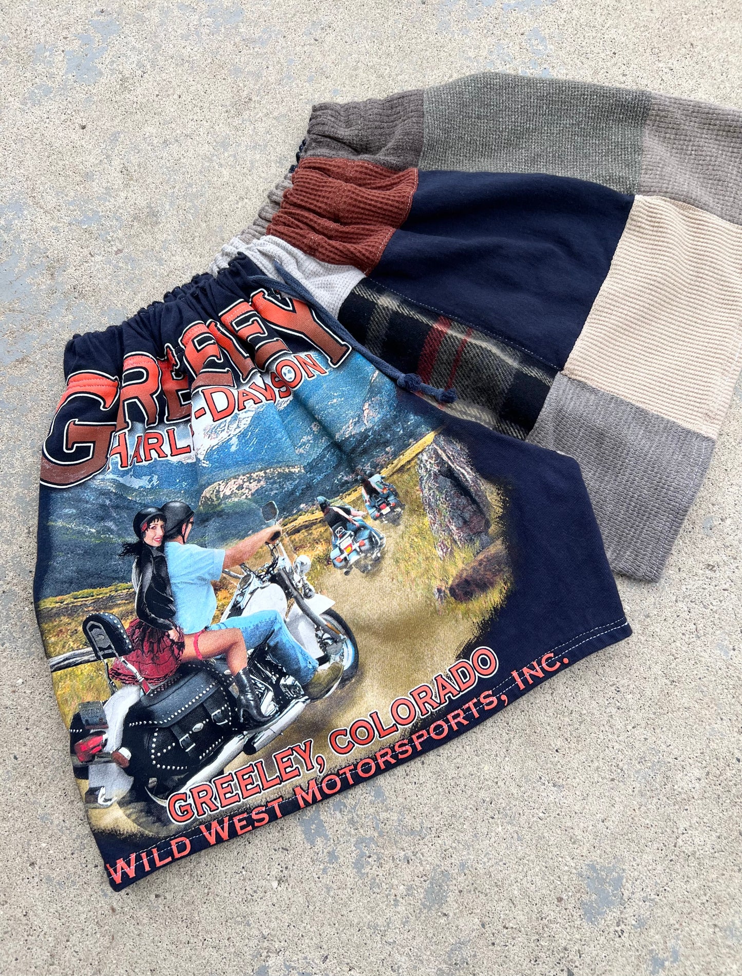Reworked Harley Patchwork Shorts