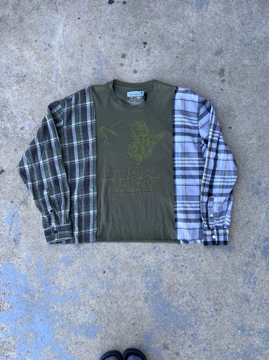 Two Tone Yoda Star Wars Flannel Pullover Top