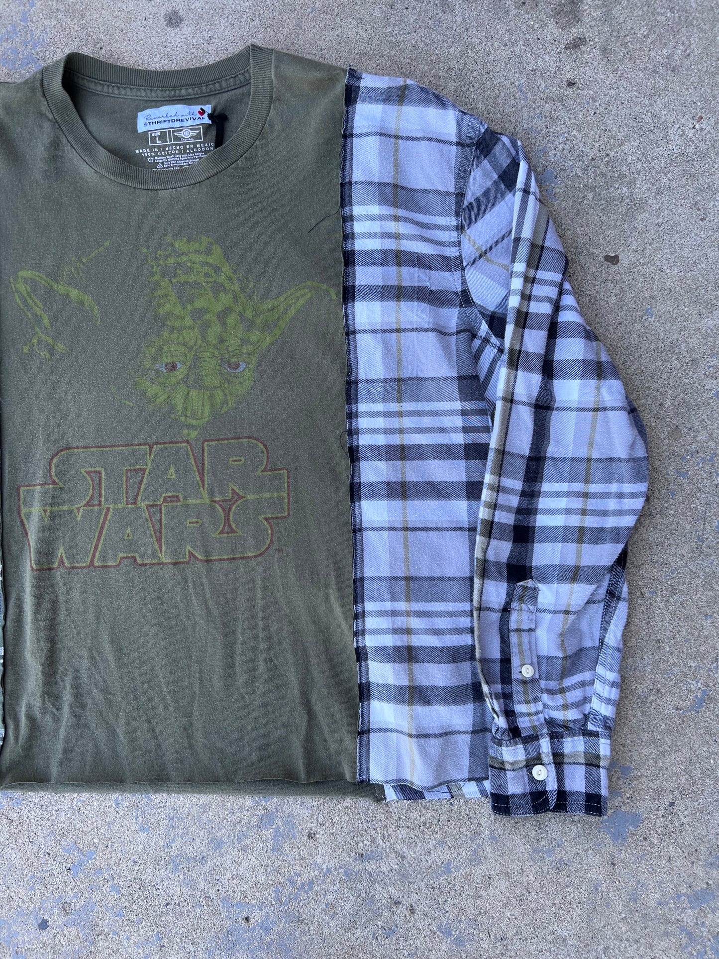 Two Tone Yoda Star Wars Flannel Pullover Top