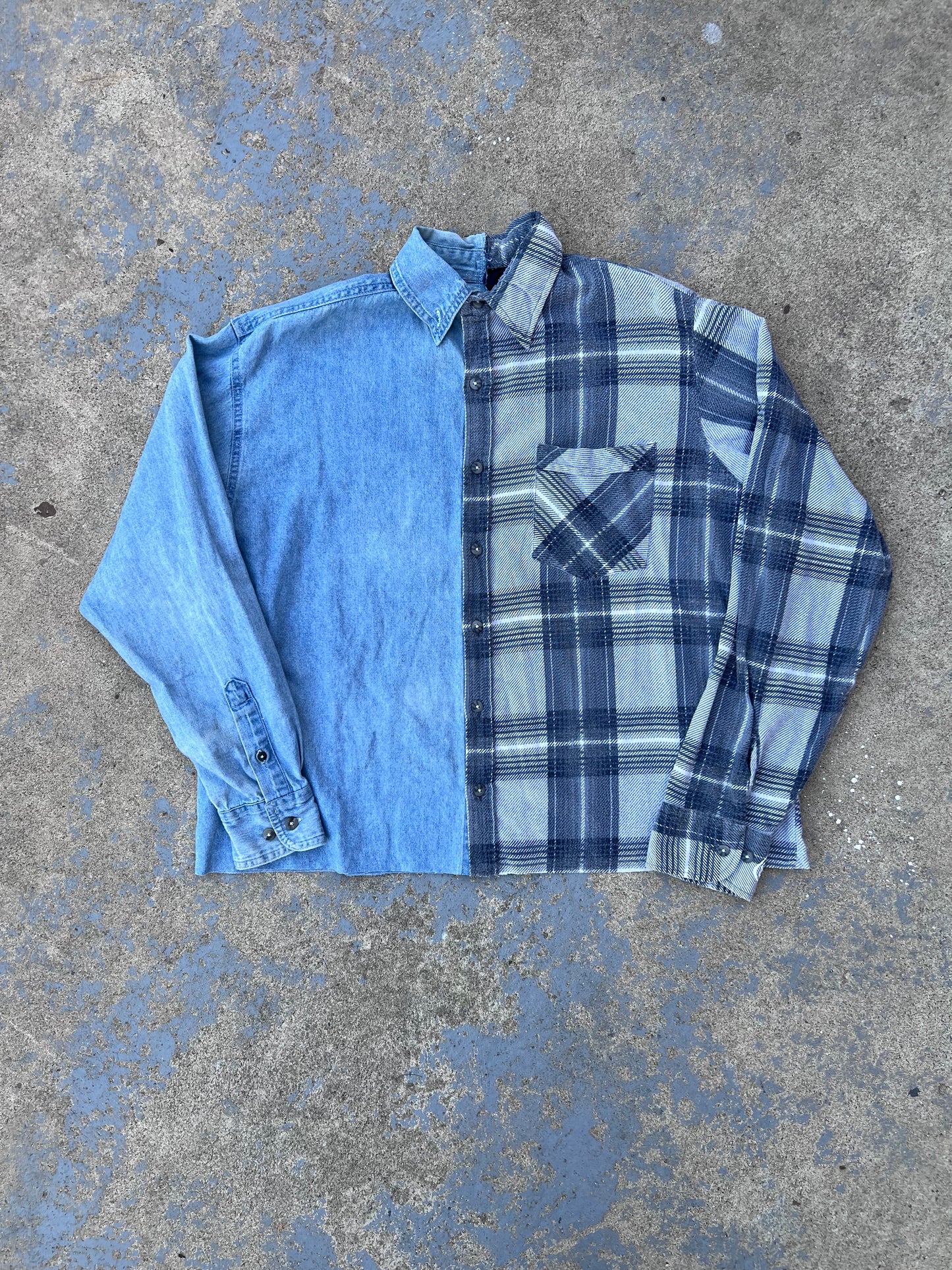 Two Tone Flannel + Denim Button Up