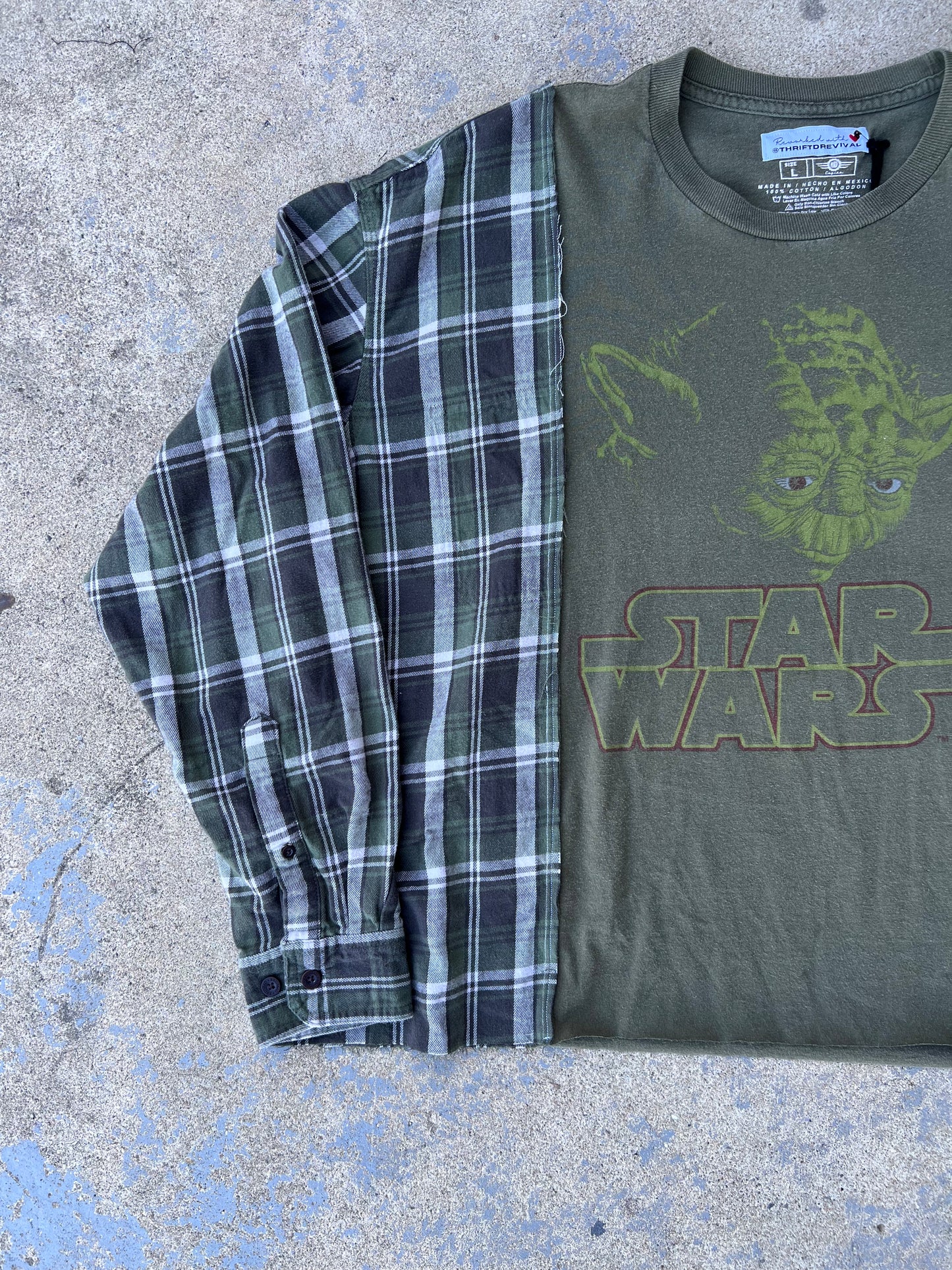 Two Tone Yoda Star Wars Flannel Pullover Top