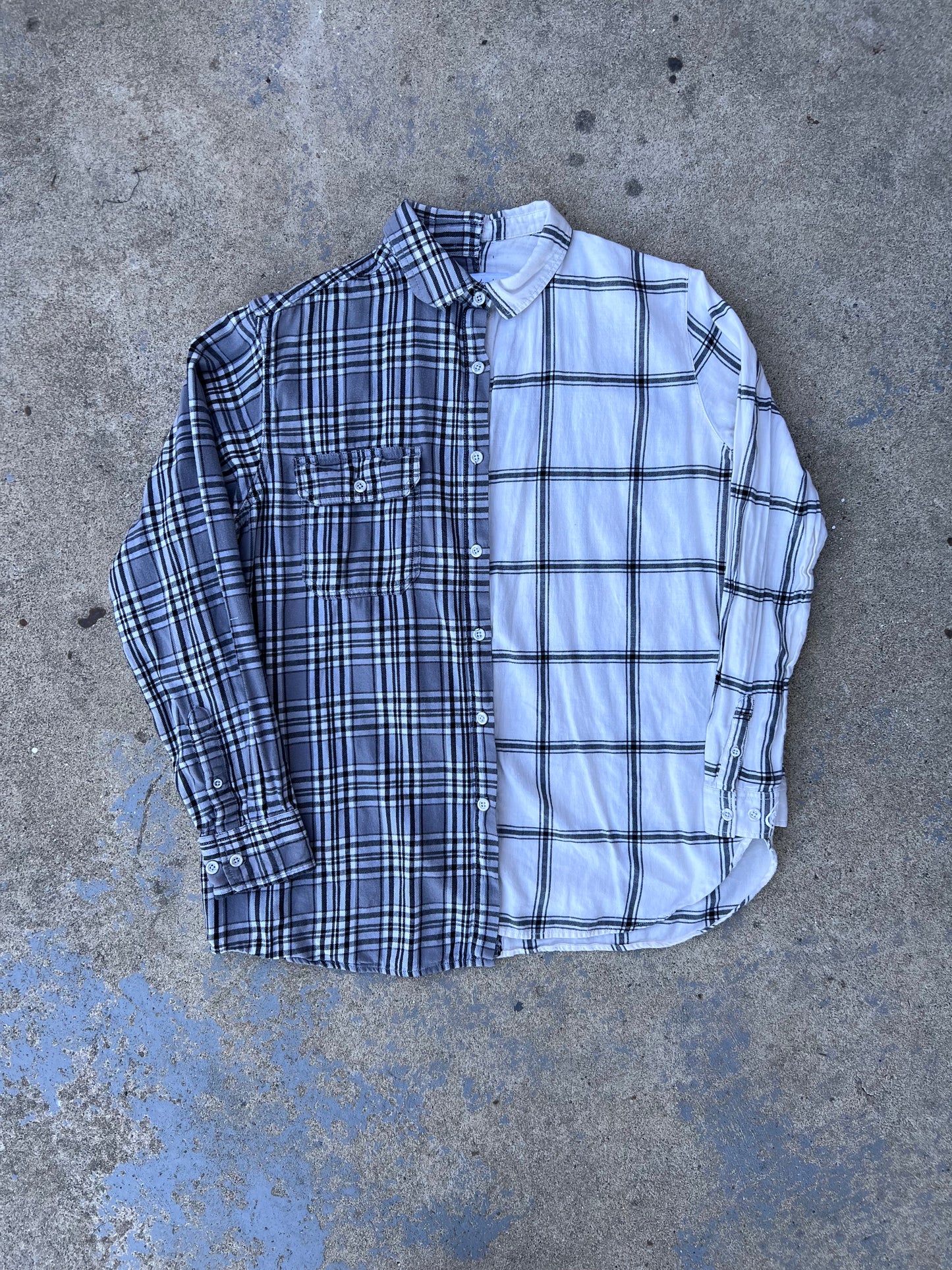 Grey/White Two Tone Half & Half Flannel