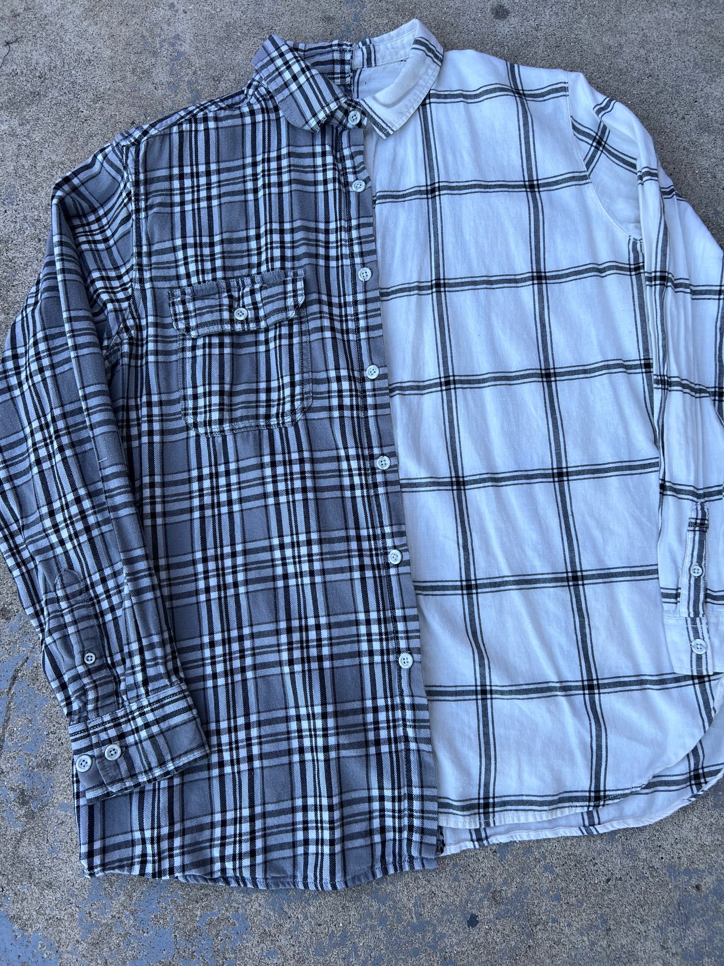 Grey/White Two Tone Half & Half Flannel