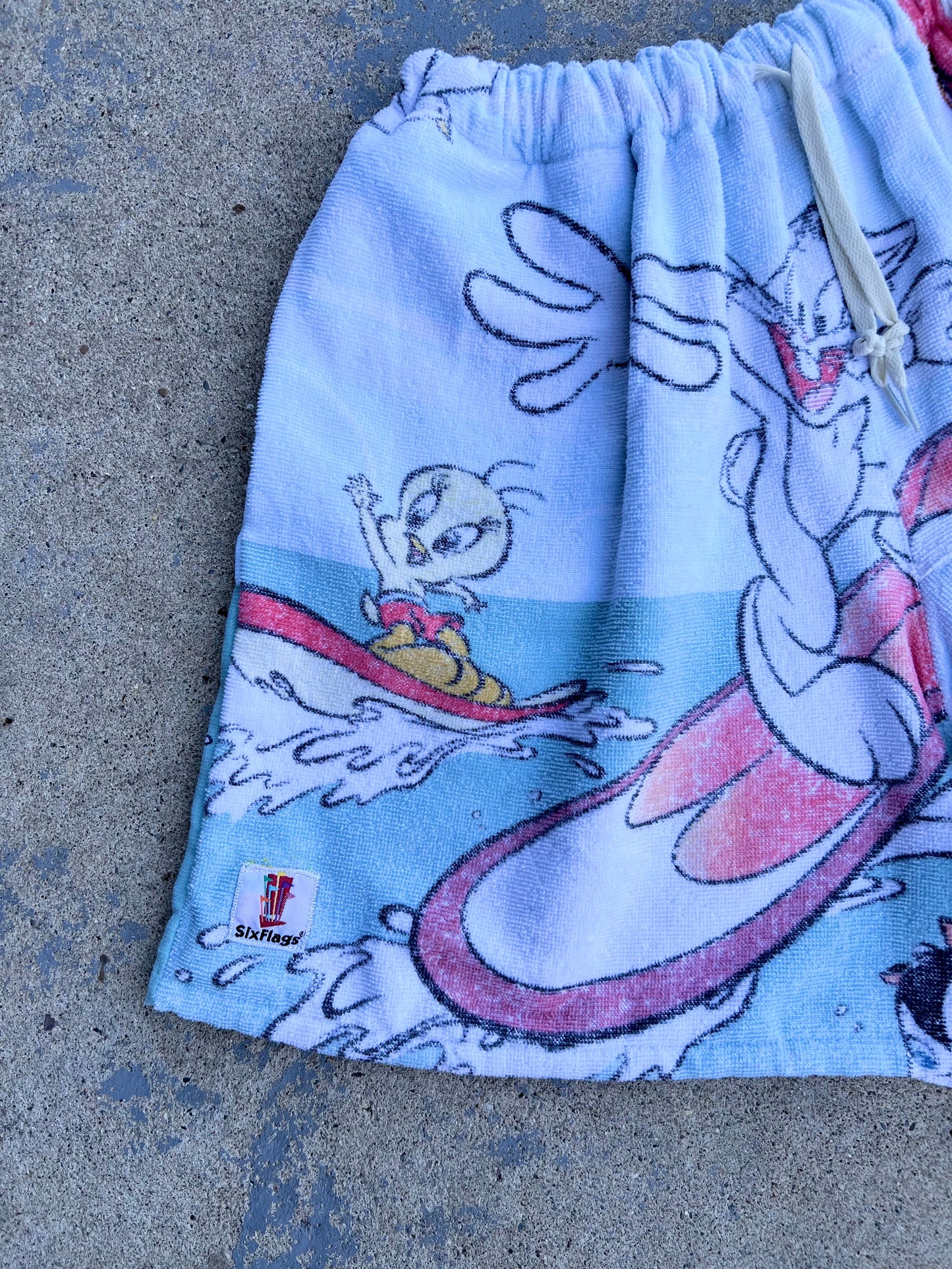 Vintage Six Flags Looney Tunes Towel Shorts