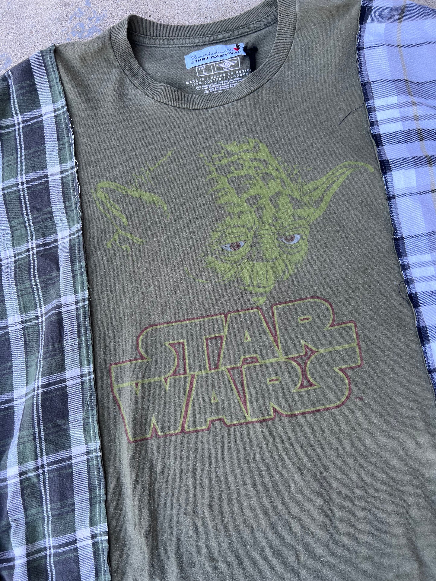 Two Tone Yoda Star Wars Flannel Pullover Top