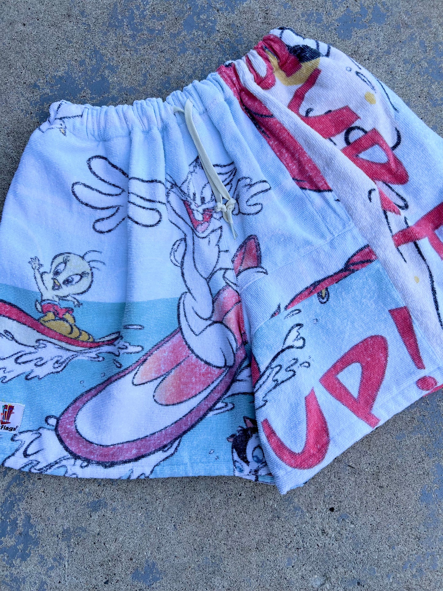 Vintage Six Flags Looney Tunes Towel Shorts
