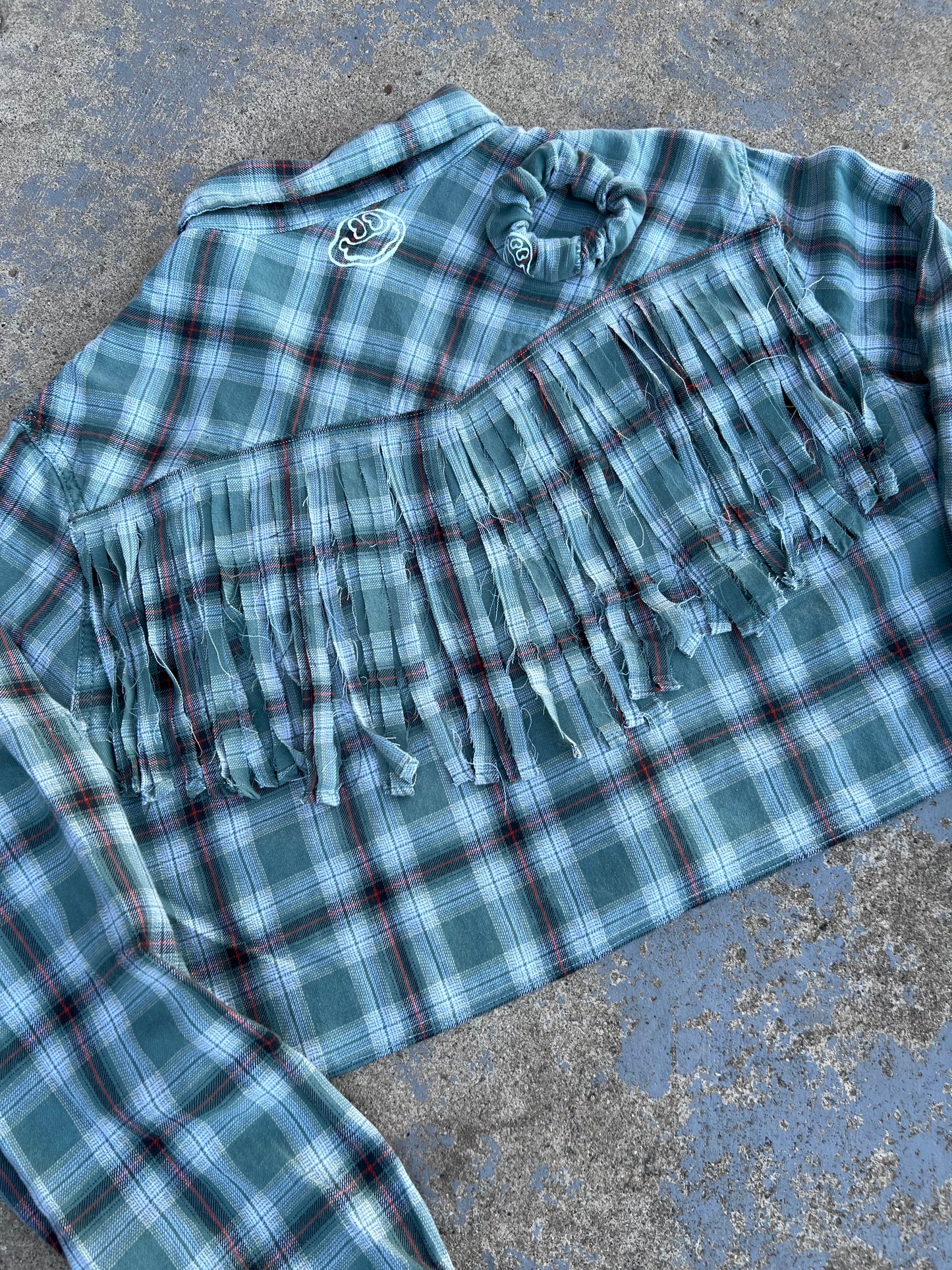 Western Plaid Fringe Button Up Top