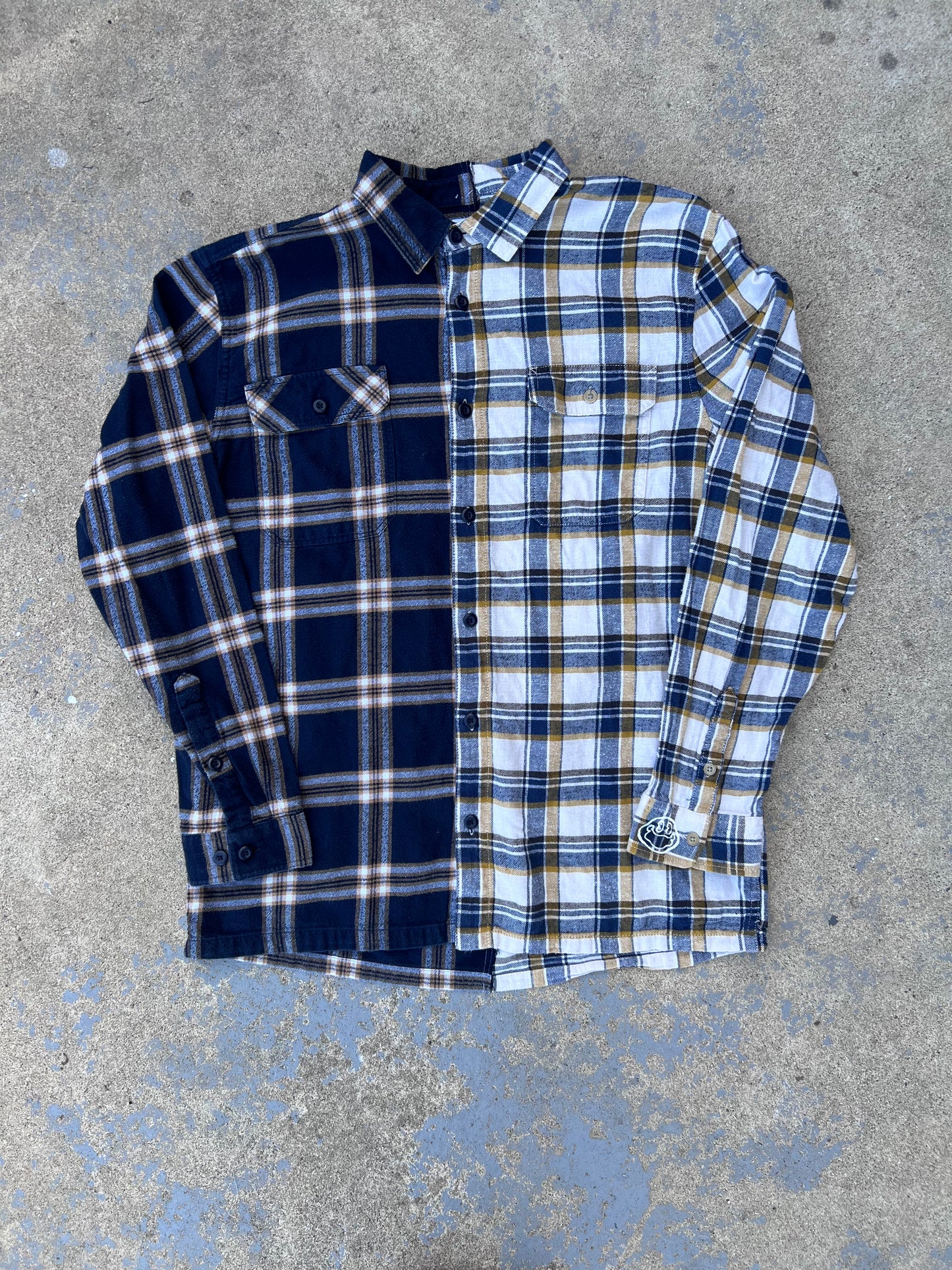 Blue+ Yellow Two Tone Half & Half Flannel