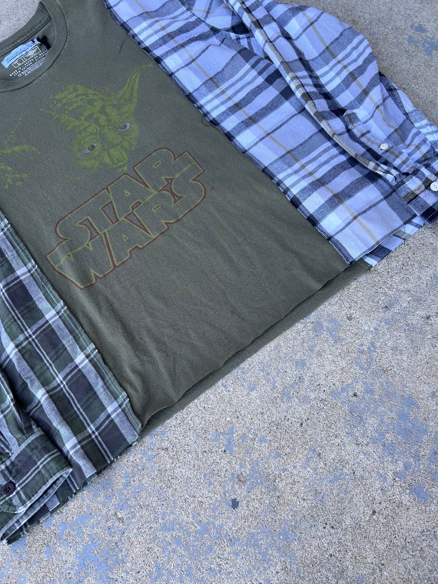 Two Tone Yoda Star Wars Flannel Pullover Top