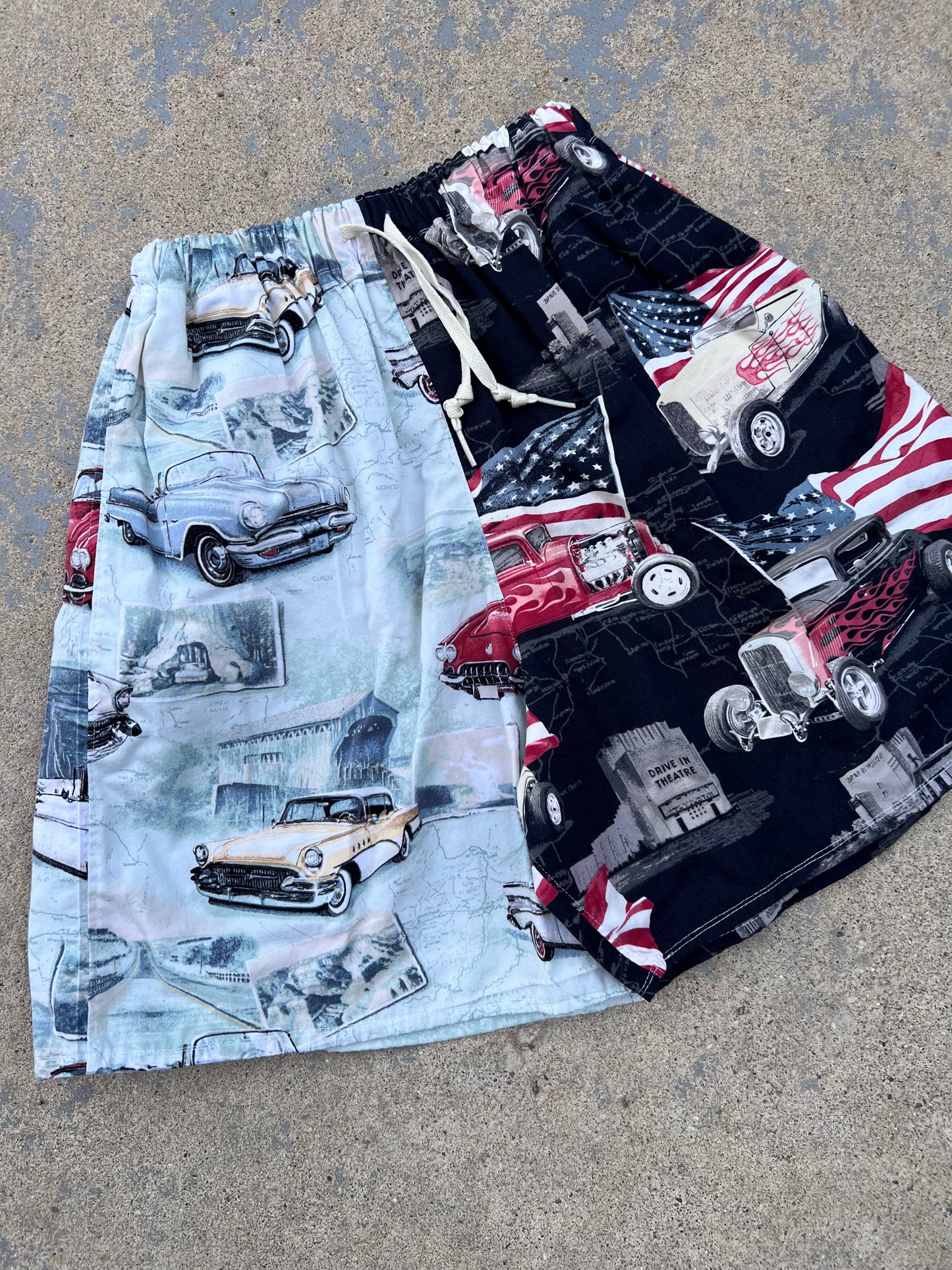 Retro Car Two Tone Shorts