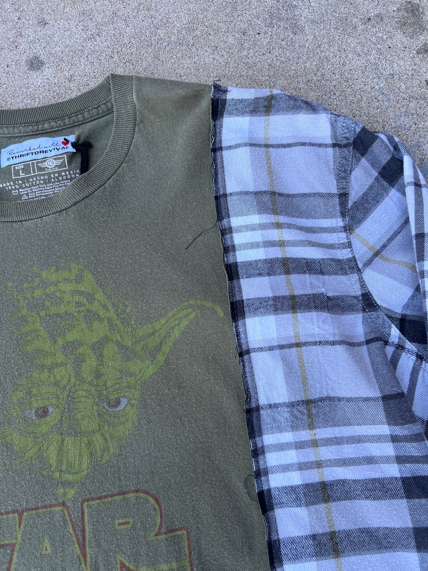 Two Tone Yoda Star Wars Flannel Pullover Top