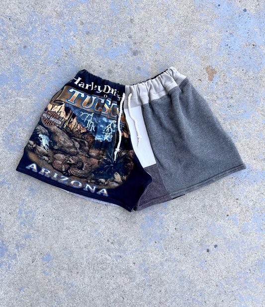 Harley Davidson Graphic + Patchwork Shorts