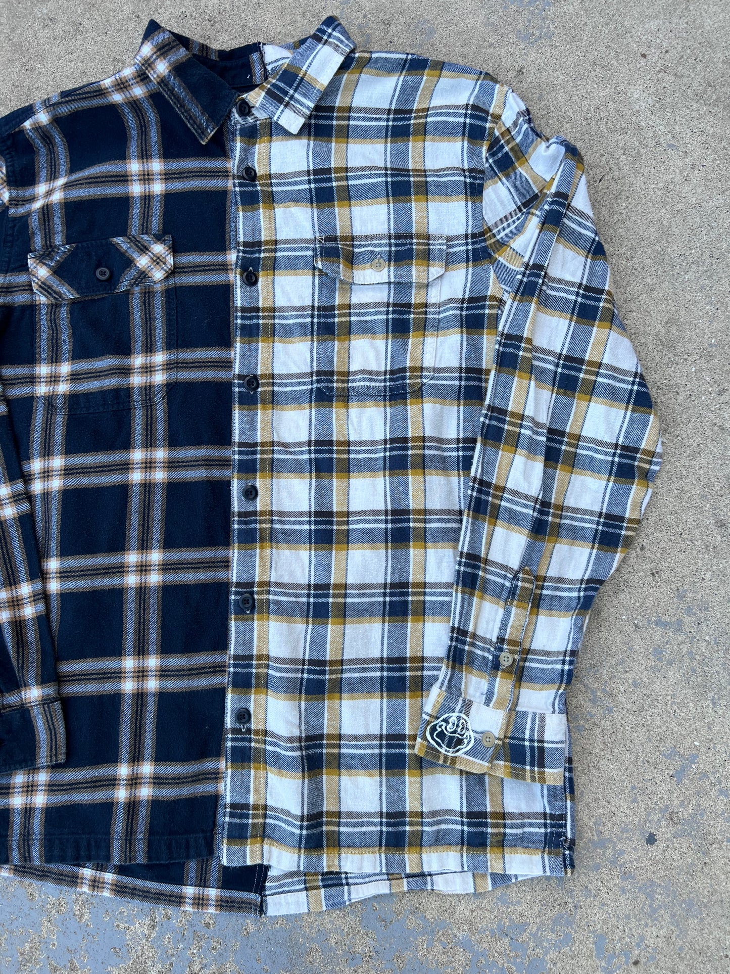 Blue+ Yellow Two Tone Half & Half Flannel