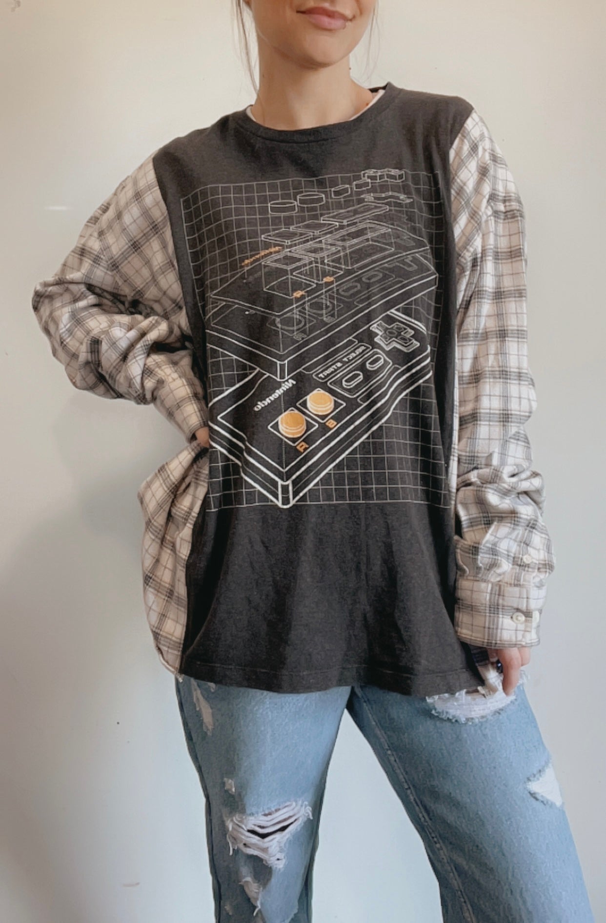 Nintendo Flannel Pullover Top