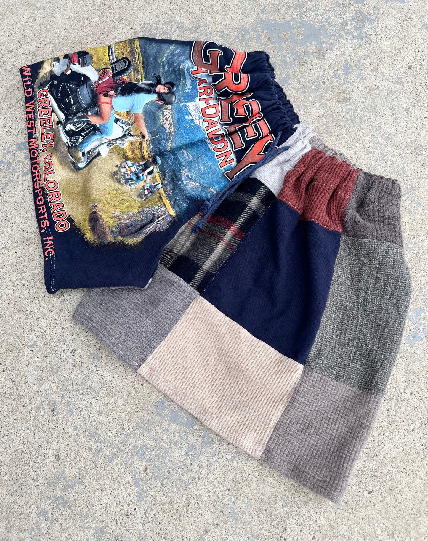 Reworked Harley Patchwork Shorts
