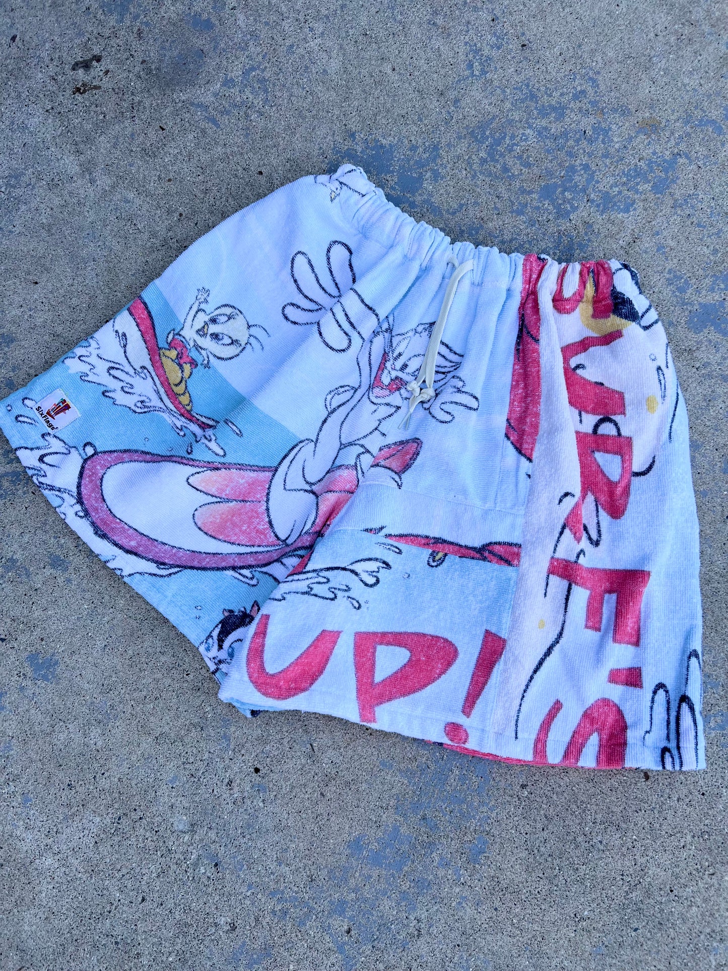 Vintage Six Flags Looney Tunes Towel Shorts