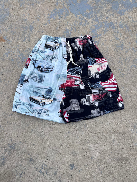 Retro Car Two Tone Shorts