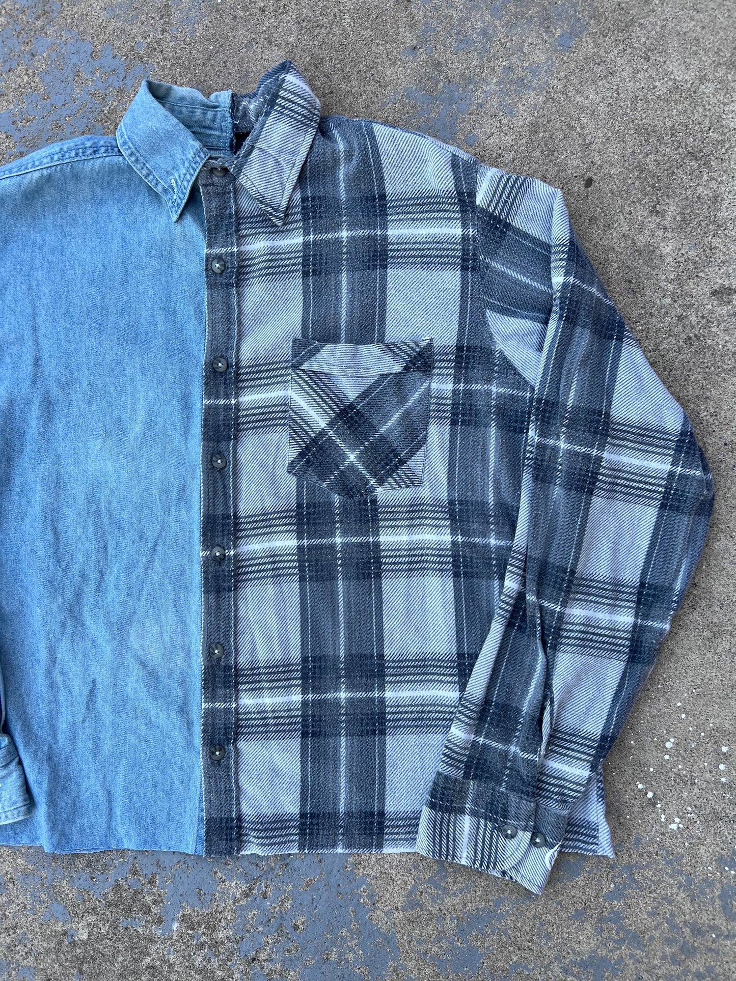 Two Tone Flannel + Denim Button Up