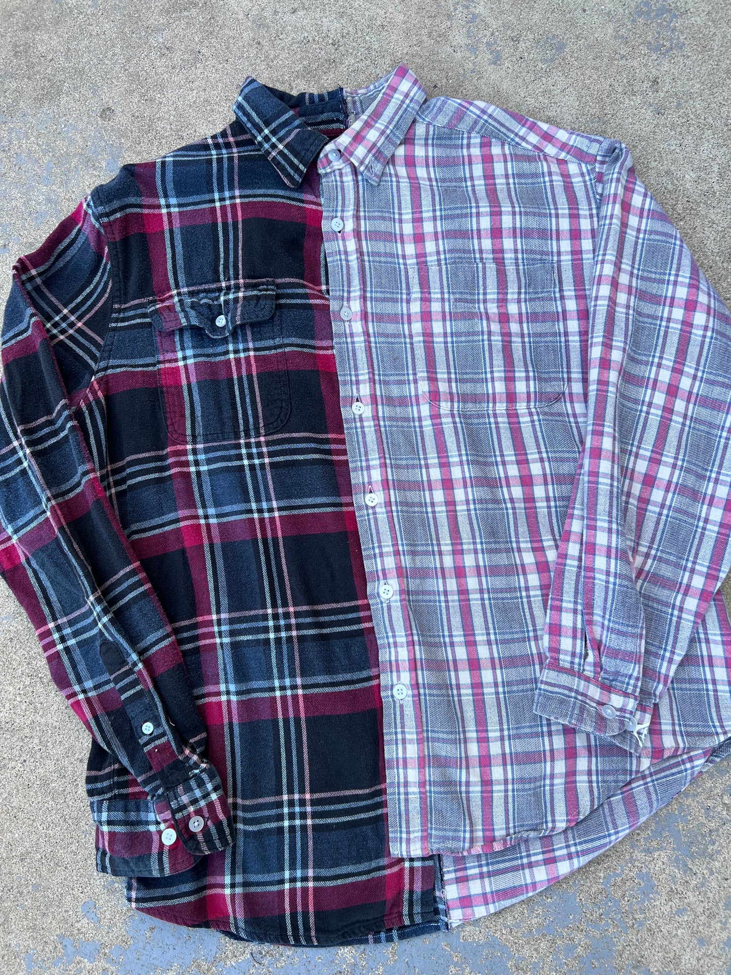 Two Tone Pink Plaid Half & Half Flannel