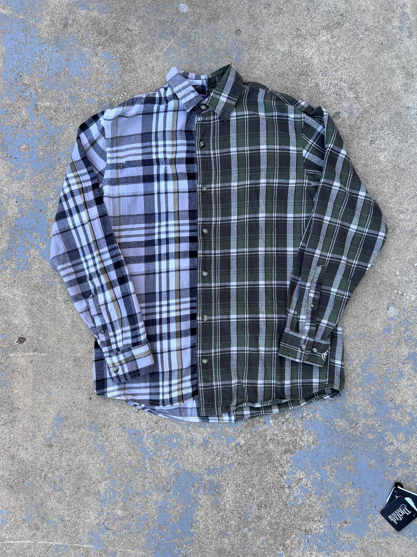 Two Tone Green Plaid Half & Half Flannel