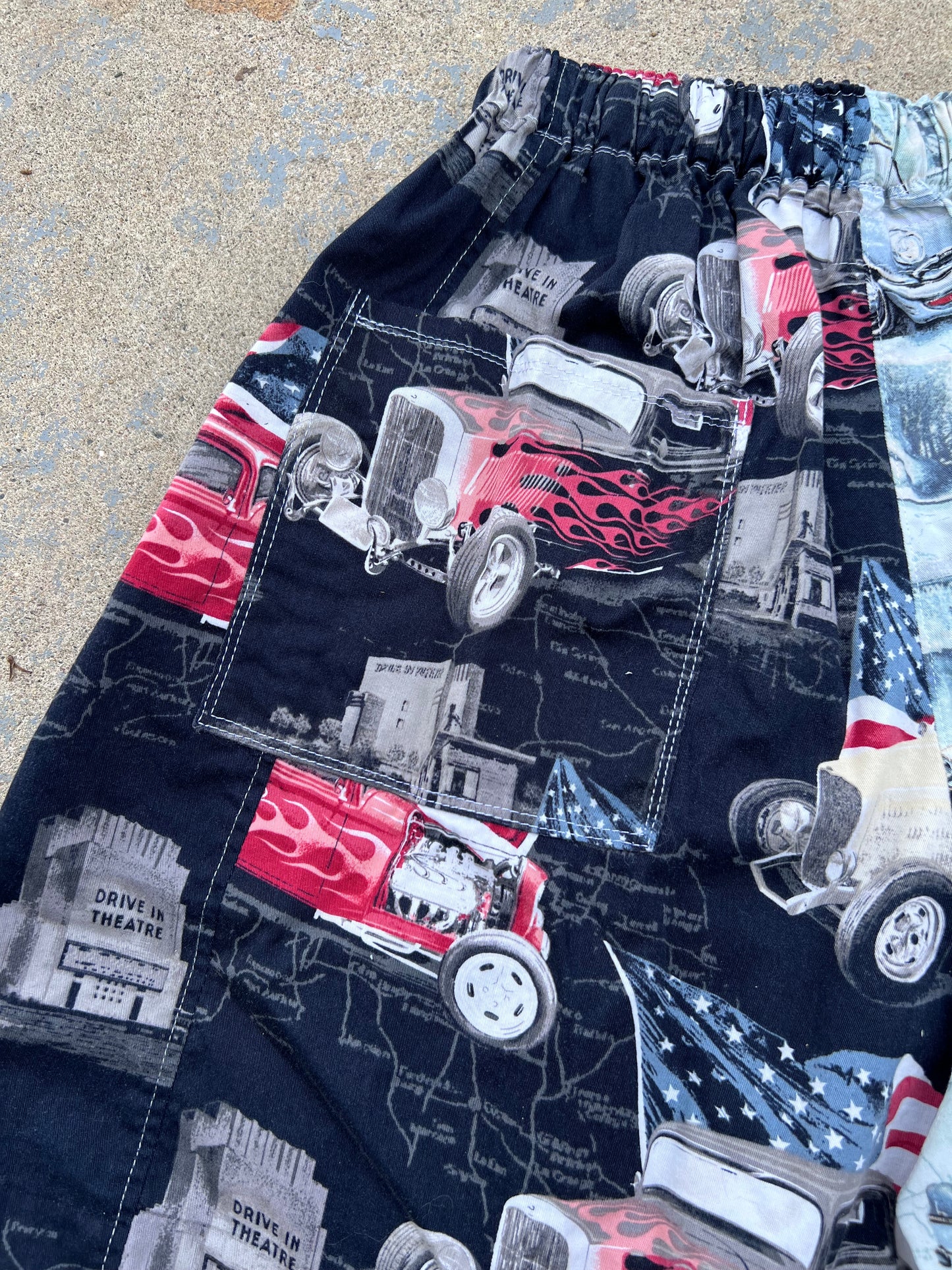 Retro Car Two Tone Shorts