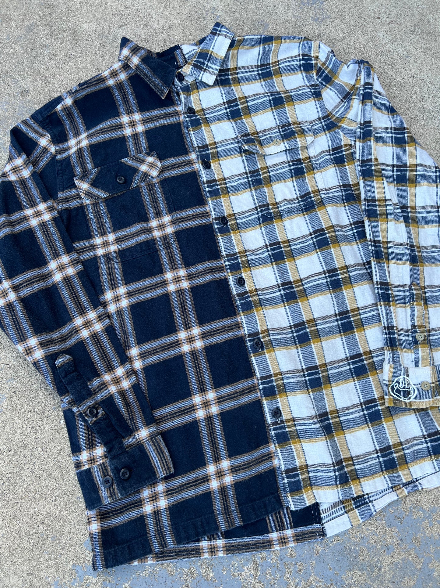 Blue+ Yellow Two Tone Half & Half Flannel