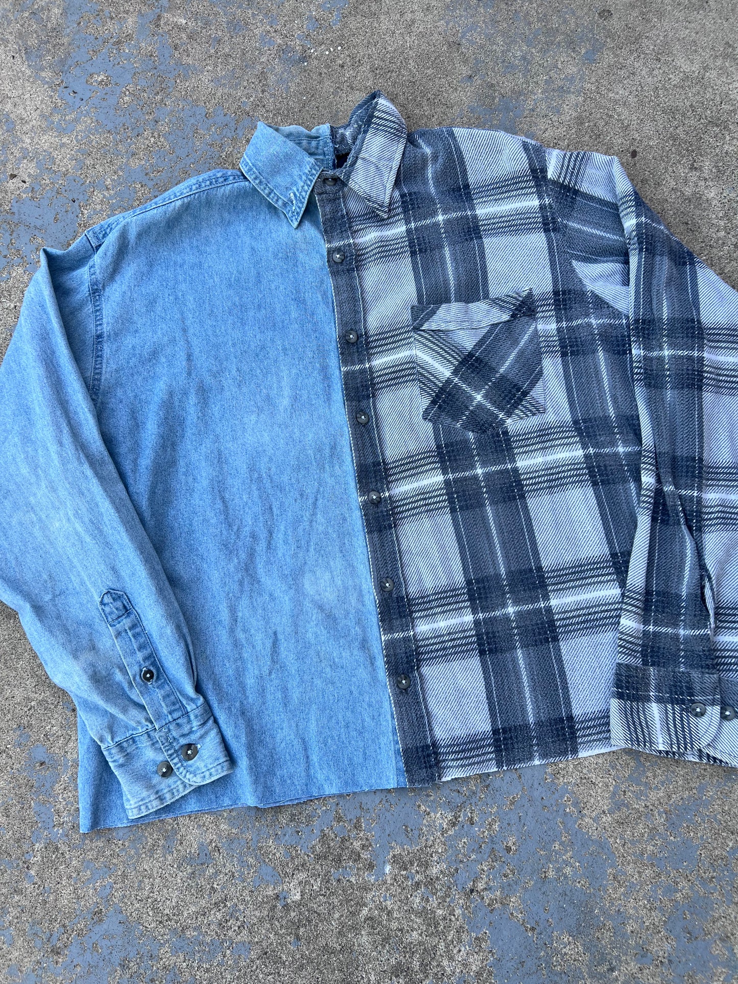 Two Tone Flannel + Denim Button Up