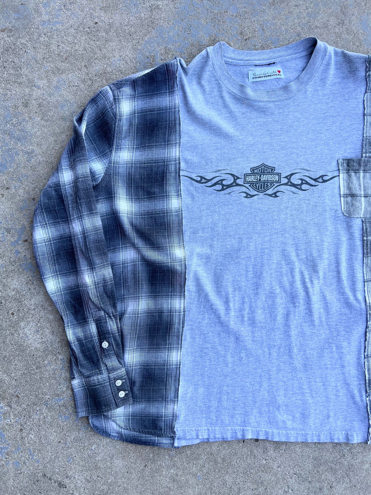 Two Tone Plaid Harley Pull Over Shirt