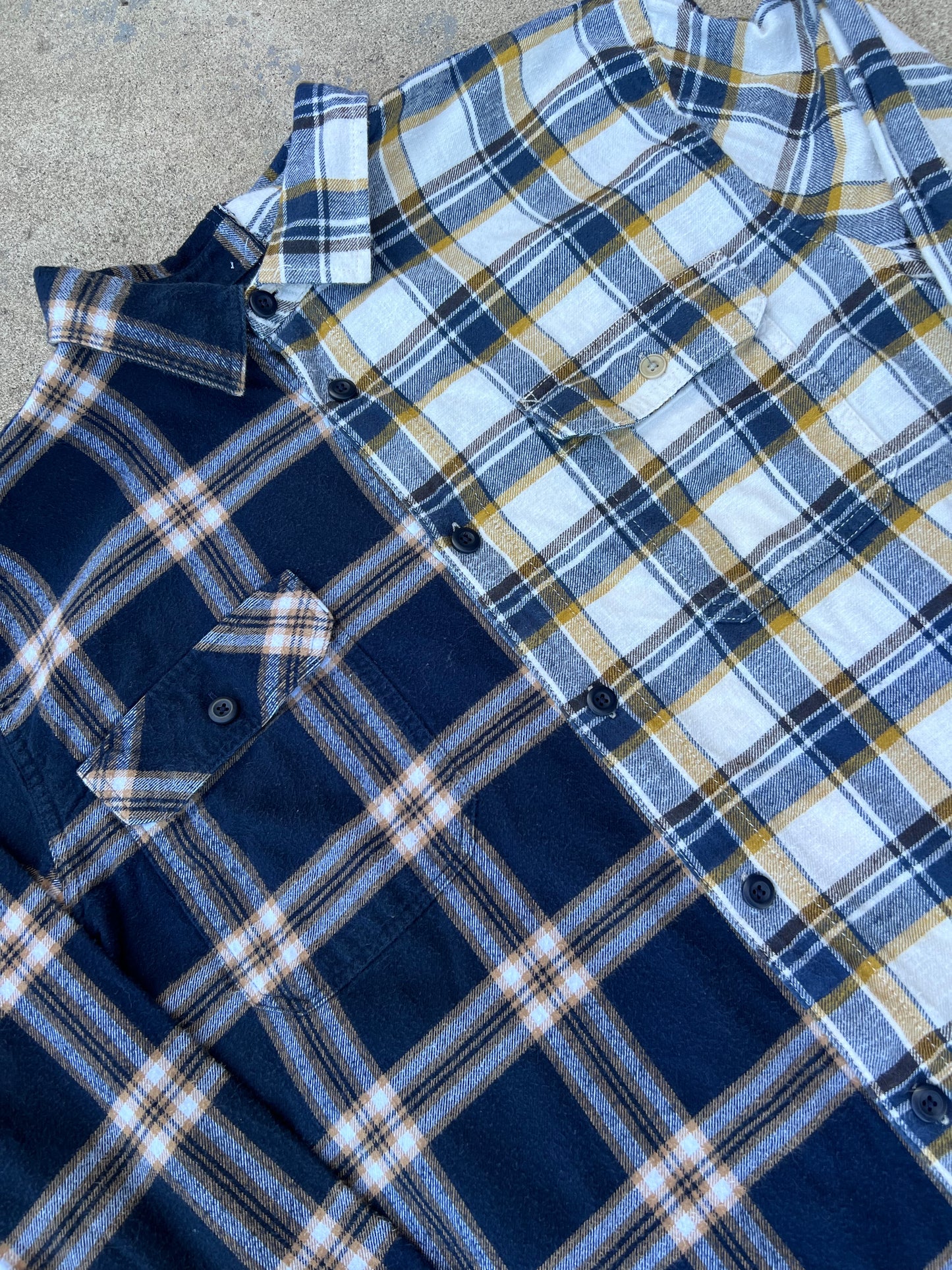 Blue+ Yellow Two Tone Half & Half Flannel