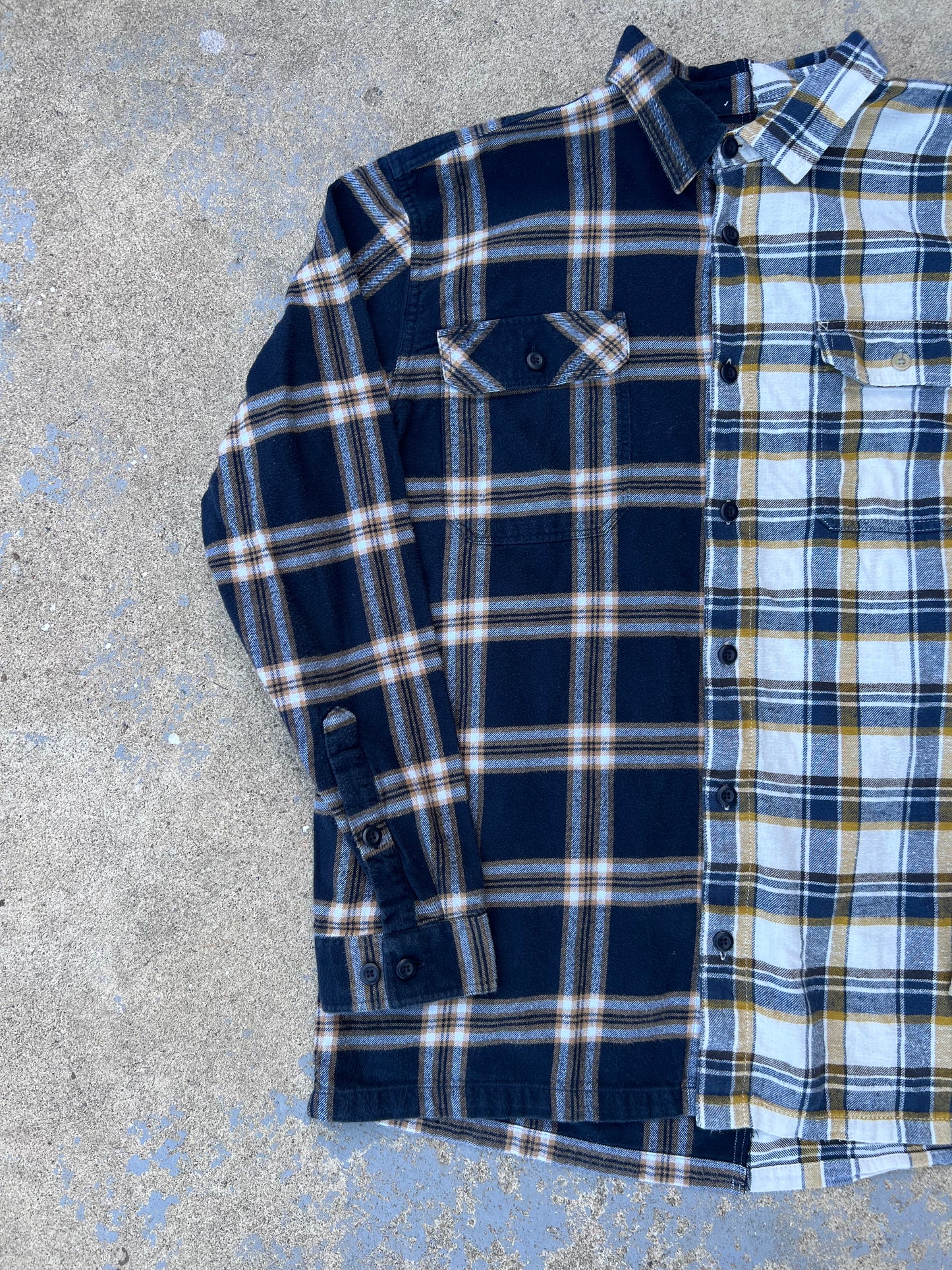 Blue+ Yellow Two Tone Half & Half Flannel